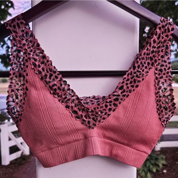 Victoria's Secret PINK padded brown leapord lace bralette bra small 32B - Picture 7 of 11